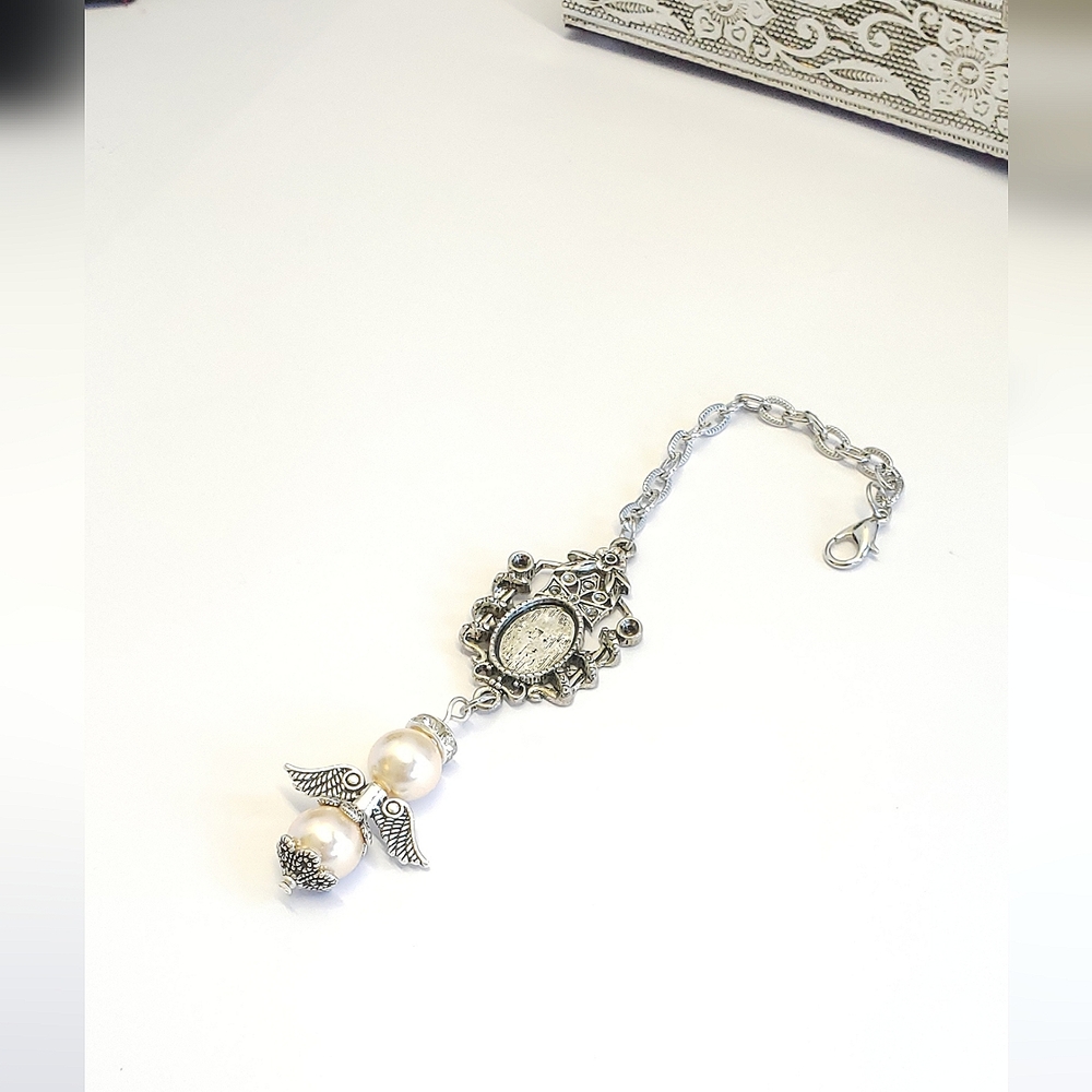 Handmade Guardian Angel Memorial Photo Charm Wedding Bouquet Meaningful Keepsake